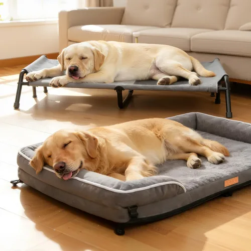 Vista 8 de Lekereise Cama elevada para perros pequeños para exteriores + sofá cama ortopédica para perros de interior, diseño 2 en 1, 32 x 25 pulgadas, cama