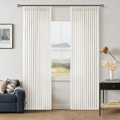 Vista 38 de TWODRAPES Burlywood - Cortinas plisadas de lino grueso de abedul de 96 Abedul Burlywood