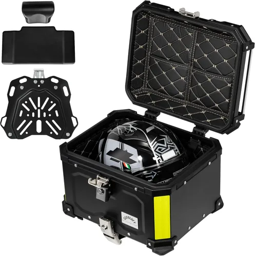 Vista 8 de Maleta Superior para Motocicleta, Baúl de Motocicleta de Aluminio de 45L, Caja Trasera con Sistema de Bloqueo Antirrobo, Impermeable, Resistente al
