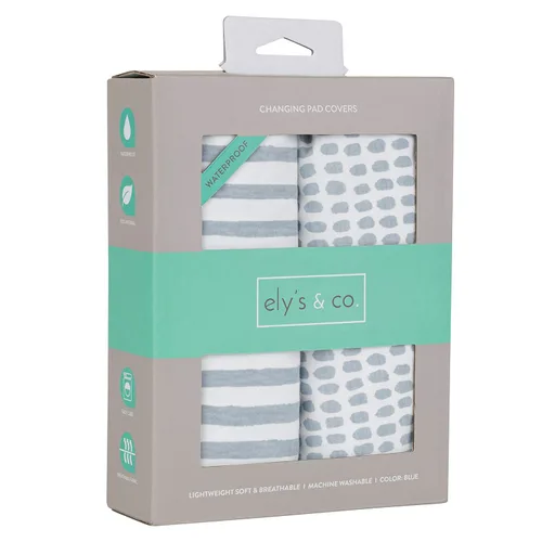Vista 9 de Ely's & Co. Sábanas impermeables para cuna/cama para niños pequeños, protector de colchón y sábana bajera todo en uno, algodón de jersey suave, Azul