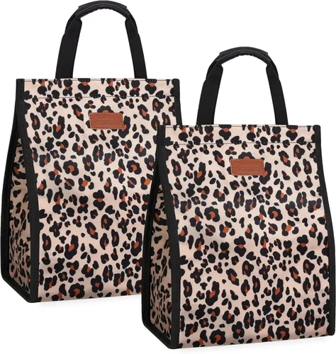 Vista 22 de Bolsas de almuerzo para mujer, aisladas, reutilizables, con bolsillo interno, bolsa de almuerzo para adultos para el trabajo