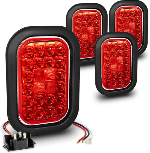Vista 20 de TRUE MODS Kit de Luces Traseras LED Rectangulares Ámbar de 5x3 3x5 Pulgadas para Remolque [DOT FMVSS 108] [SAE I6 P P2] [Arandelas/Conectores]