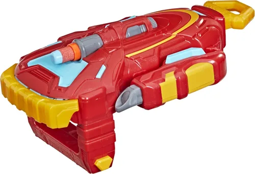 Vista 5 de Avengers Marvel Mech Strike Iron Man Strikeshot - Guantelete de juguete con 3 dardos Nerf, mango para expandirse, para niños a partir de 5 años