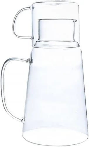Cabilock Juego de jarras de agua de noche de 40.6 fl oz, vaso transparente de hielo, jarra de vidrio, botella de vidrio, tetera para dormitorio,