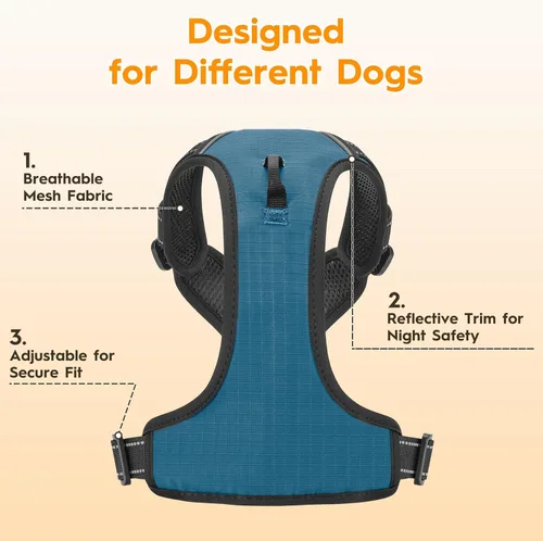 Vista 7 de Arnés para perro sin tirones, chaleco reflectante ajustable y acolchado para mascotas con asa de fácil control, fácil de llevar con nudo elegante