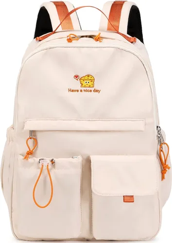 Lanola Lightweight Backpacks for Girls Kids Fashion Backpacks Middle School Bags Women Casual Daypack - Beige
