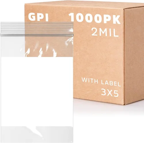 Vista 29 de GPI - Mini bolsas con cremallera de 1 x 1 pulgada, paquete de 100 bolsas de plástico transparente con cierre con cremallera con bloque blanco