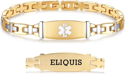 Vista 67 de LinnaLove Lady Medical Alert - Pulseras médicas de acero inoxidable para mujer, 7.5 pulgadas