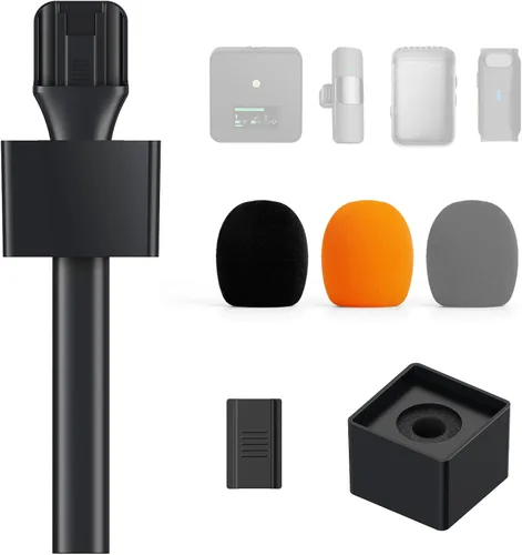 TONOR Adaptador de mano para micrófono de entrevista, mango de micrófono inalámbrico para Lavalier, compatible con Rode, DJI y All Lav Mic, soporte