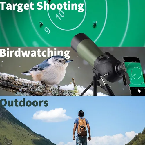 Vista 6 de Gosky 20-60x85 Spotting Scope with Full Size Tripod, Phone Adapter and Cleaning Kit, Spotting Scopes for Bird Watching, Wildlife Viewing，Portable