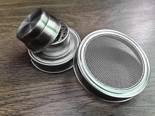 Vista 7 de Mason Jar Strainer Shaker Tapa de acero inoxidable 316 de boca ancha Mason Jar Sprouting Mesh Strainer Tapas para tarros Mason Tapa de conserva, 2