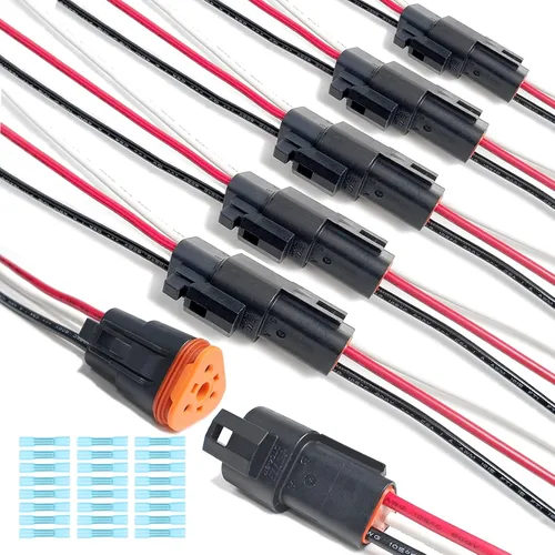 Vista 16 de Kit de 6 conectores Deutsch DT de 2 pines negro macho hembra arnés de cableado Deutsch Pigtail de 2 vías impermeable conector eléctrico automotriz