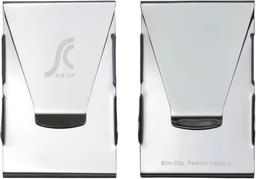 Slim Clip billetera y tarjetero doble con clip para billetes y tarjetas de crédito, 2 ajustado Clips, Plateado