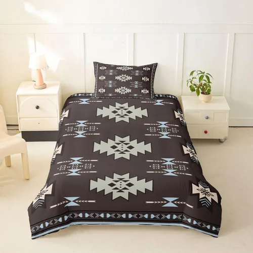 Vista 44 de Juego de ropa de cama bohemio occidental, tamaño Queen, funda de edredón azteca, funda de edredón étnica tribal con flecha, decoración de campo