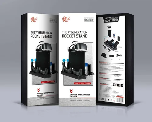 Vista 5 de Soporte de carga múltiple 3 en 1 con 2 ventiladores de refrigeración para Playstation PROPS4 SlimPS VR, cargador de estación de acoplamiento