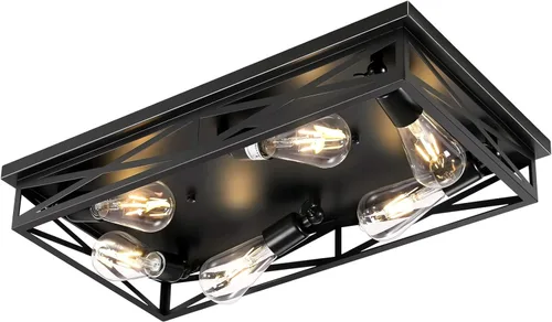 Vista 22 de Lámpara de techo rústica de granja para cocina, accesorios de iluminación de 6 luces para pasillo con montaje empotrado en el techo, lámpara