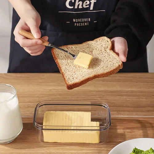 Vista 6 de UNIVIVO Cortador de Mantequilla de Plástico, Envase de Mantequilla con Tapa para Nevera, Corte Fácil de Dos Barras de Mantequilla de 4oz