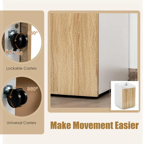 Vista 7 de ORALNER Gabinete de llenado móvil, soporte de madera para impresora con ruedas con 2 cajones y puerta, cajón debajo del escritorio para colgar
