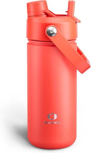 Vista 99 de Botella de agua aislada con popote para niños, botella de agua de acero inoxidable de 12 onzas con boquilla doble, a prueba de fugas, sin BPA, al