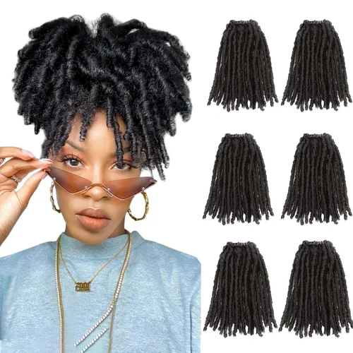 WIGNEE Cabello de Ganchillo 120 Hebras Locs Sintéticos 8 Pulgadas Locs Suaves Pre-Trenzados 6 Paquetes Cabello de Ganchillo Pre-Anudado para Mujeres
