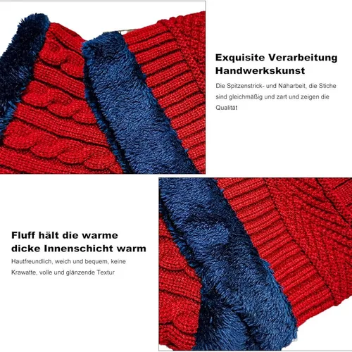 Vista 6 de Winter Gloves Beanie Hats, Scarf and Touch Screen Gloves Set for Men and Women, Warm Knit Cap Set