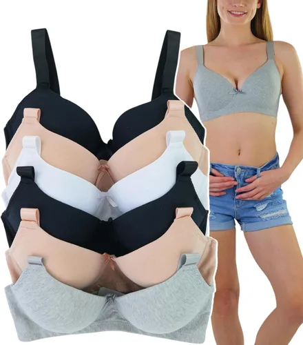 Vista 13 de ToBeInStyle Paquete de 6 sujetadores acolchados de estilo clásico con aros para mujer