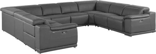 Vista 159 de BlackJack Furniture Venice - Sofá modular de cuero italiano de grano superior de 5 piezas con 3 reclinables eléctricos, reposacabezas ajustable