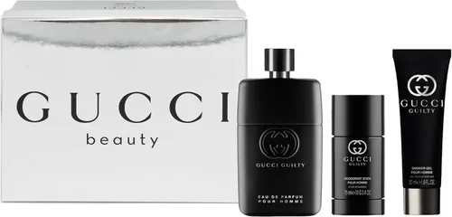 Gucci Guilty Pour Homme - Set de regalo de 3 piezas: Eau de Parfum 3.0 fl oz Spray + 2.5 fl oz Deo + 1.7 fl oz Gel - Caja dura