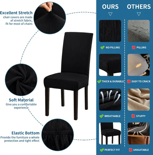 Vista 3 de Juego de 6 fundas elásticas para sillas de comedor, extraíbles y lavables, para sillas de comedor, hotel, ceremonia