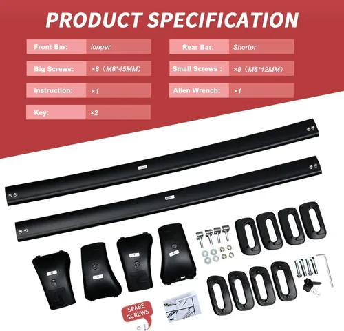 Vista 8 de KINGGERI Barras transversales con cerradura de 220 libras para techo, compatibles con Toyota Highlander 2014-2019 XLE Limited & SE LE & LE Plus