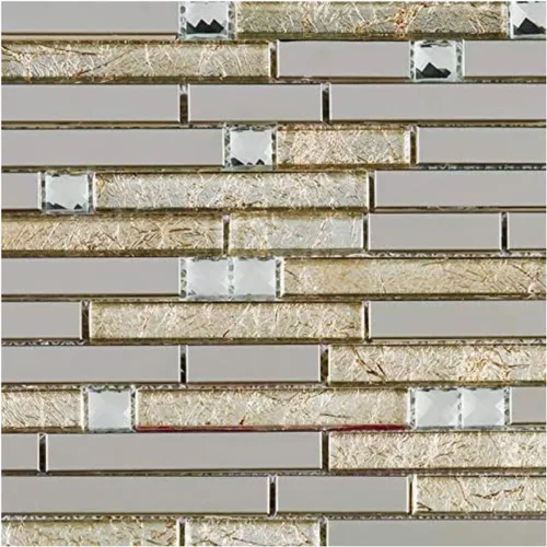 Vista 5 de Tenedos Mosaico de cristal de diamante de lujo para pared de pared de baño, ducha, cocina, decoración de acento, chimenea (caja de 5 hojas), blanco)