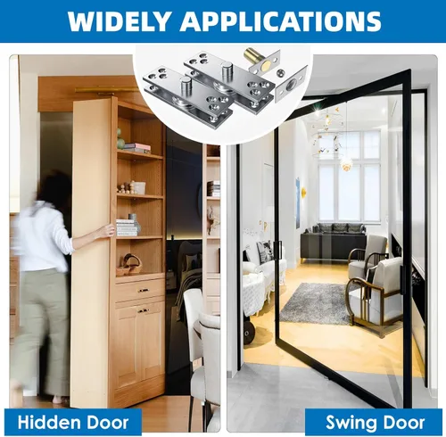 Vista 3 de Bisagras de pivote ocultas, bisagra de puerta oculta resistente, kit de bisagra de puerta Murphy de acero inoxidable de 300 libras para puerta