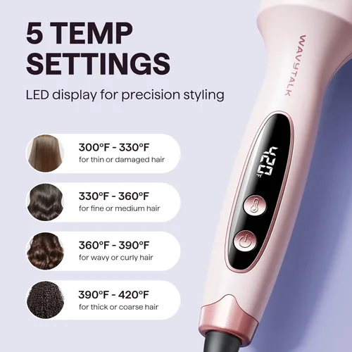 Vista 5 de Wavytalk Cepillo térmico, cepillo redondo calentado de 1.5 pulgadas para aspecto de soplado, doble voltaje, rosa, Sakura, cerámica de turmalina
