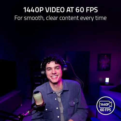 Vista 2 de Cámara web para streaming Razer Kiyo V2 X: 1440p 60 FPS - Enfoque automático - Micrófono incorporado - Lente gran angular - Obturador de privacidad