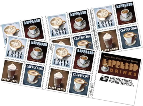 Espresso Drinks US Postage Stamps - Folleto de 20