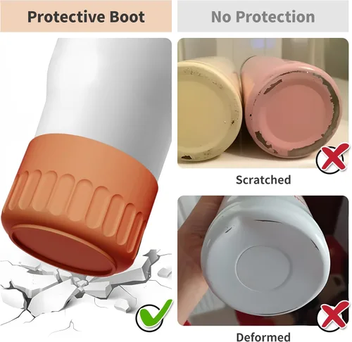 Vista 4 de Silicone Bottle Boot Sleeve for Stanley Cup Accessories Tumbler Quencher & Ice Flow 40 30 20 oz, Hydroflask 12-24 oz, Owala and Simple Modern, Boot