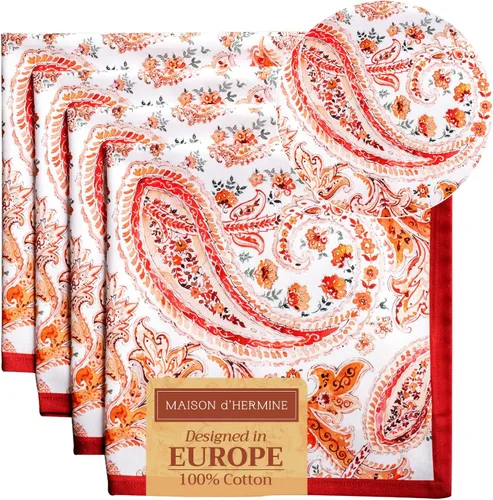 Vista 28 de Maison d' Hermine Juego de 4 servilletas de tela 100% algodón, suaves y duraderas, servilletas cuadradas reutilizables para uso diario, lavables