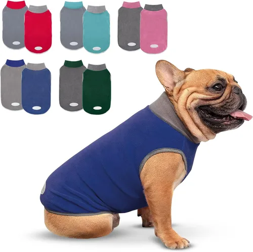 Vista 10 de cyeollo Paquete de 2 suéteres de forro polar para perro, chaleco cálido reflectante para perro, abrigo elástico para perro, chaqueta de invierno
