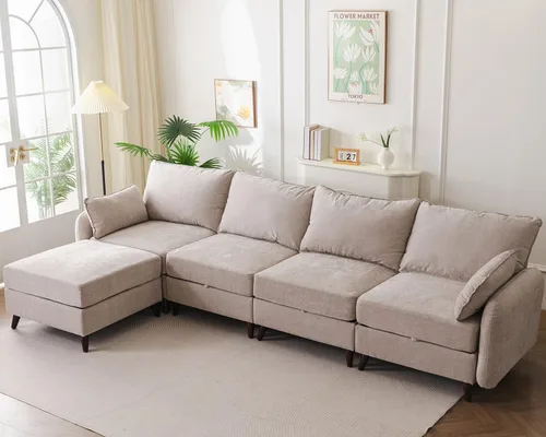 Vista 78 de Rexulqo Sofá modular modular de 104 pulgadas con almacenamiento para todos los asientos, sofá grande en forma de L, cómodos sofás de nube con Azul