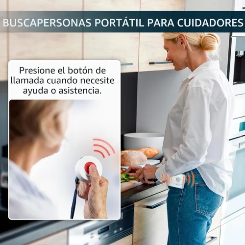 Vista 2 de Buscapersonas para cuidadores Botones de llamada inalámbricos para monitoreo de ancianos Sistema de alerta SOS Alarma portátil para llamadas