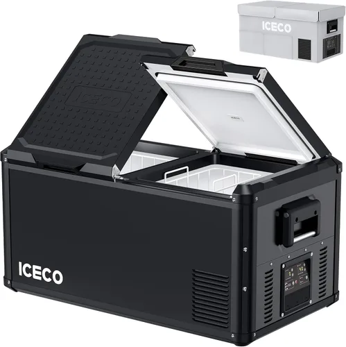 ICECO VL75ProD - Refrigerador portátil, refrigerador congelador de doble zona de 12 V con SECOP, de 0 °F a 50 °F, congelador portátil de 79 cuartos