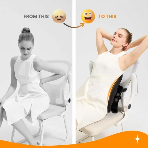 Vista 4 de Soporte ergonómico para respaldo para silla de oficina, asiento de almohada lumbar para postura y espalda baja, altura ajustable, cojín de respaldo