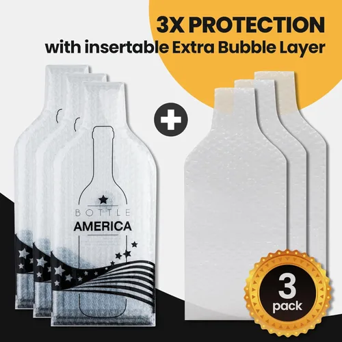 Vista 5 de JIMMY THE FOX Bolsas de vino reutilizables para viajes Paquete de 3 Funda protectora duradera de triple capa A prueba de fugas y resistente a