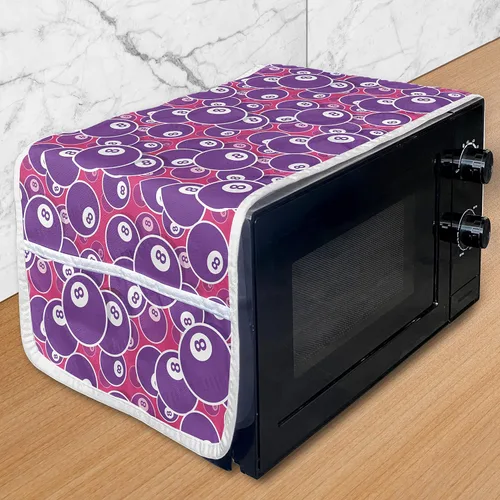Vista 8 de Ambesonne Nature Microwave Oven Cover, Simplistic Hills Cartoon Design Trees Mountains Landscape Illustration Pattern, Water Resistant Organizer