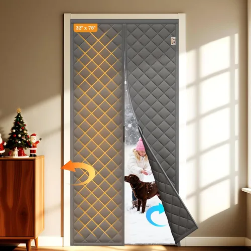 Vista 14 de Yotache - Cortina magnética aislada térmica para puerta, se adapta a puertas de 28 x 78 pulgadas, cortina de 30" x 80", material Oxford resistente a