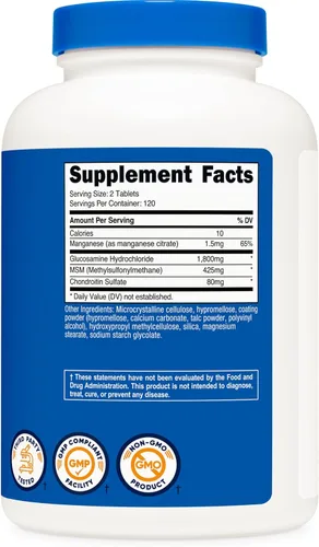 Vista 5 de Nutricost Glucosamina 1800 mg con condroitina y MSM, 240 tabletas, 120 porciones, sin OMG, sin gluten