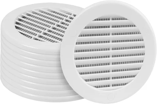 Paquete de 10 cubiertas redondas de ventilación de aire de 4 pulgadas – Deflector de ventilación de aire Soffit de plástico blanco con malla de
