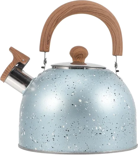 Hemoton Hervidor de té de acero inoxidable con silbido, hervidor de agua, hervidor de café con mango ergonómico para hervir agua, 2 L, color azul