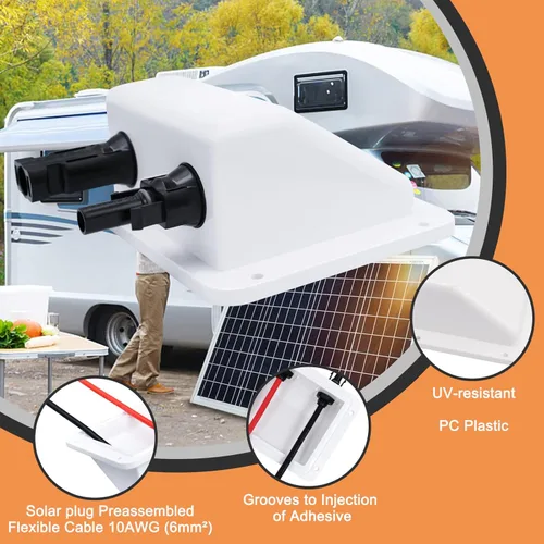 Vista 2 de Prensaestopas de entrada de cable solar, cable de extensión solar suave 10AWG de 0.33 pies y conector, resistente a los rayos UV, carcasa de doble