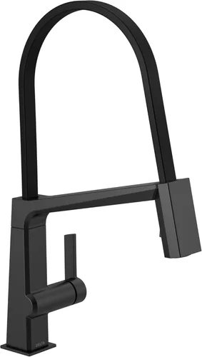 Vista 6 de Delta Faucet 9693T-BL-DST - Grifo de cocina pivotal, negro mate